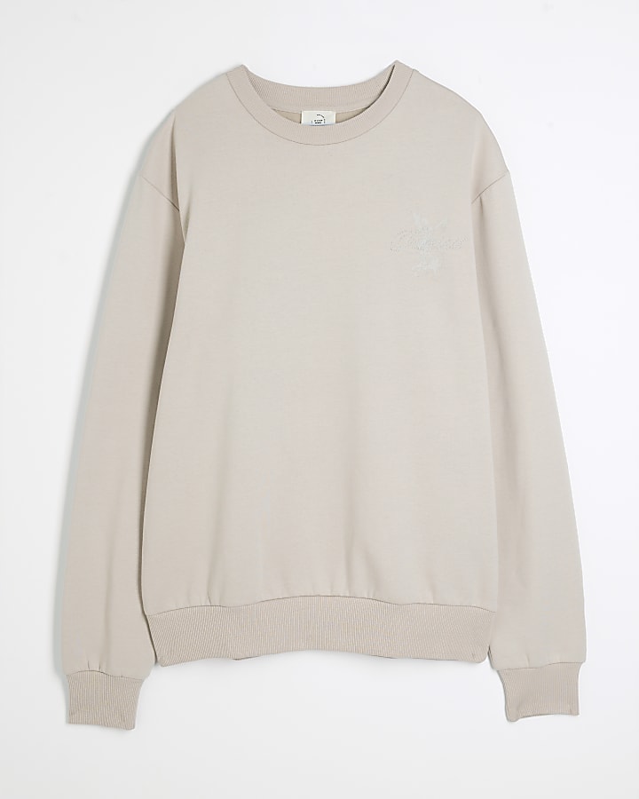 river island Beige Regular Fit Gothic Luminis Sweatshirt
