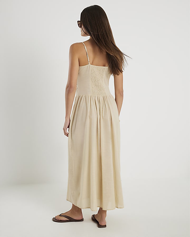 River Island Beige Sleeveless Cornelli Maxi Beach Dress