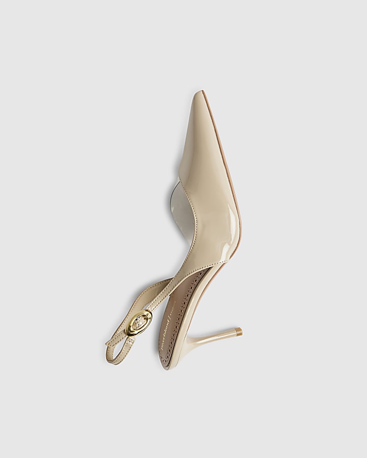 river island Beige Sliced Perspex Slingback Court Heels