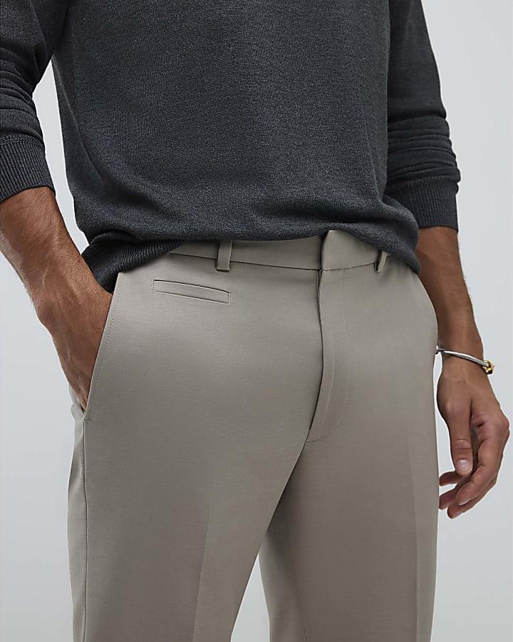 River Island Beige Slim Fit Elasticated Chino Trousers