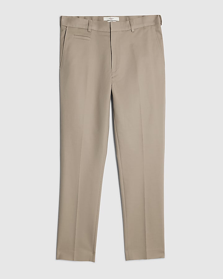 river island Beige Slim Fit Elasticated Chino Trousers