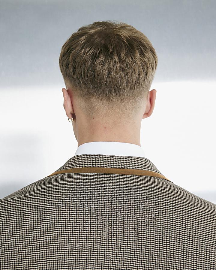 River Island Beige Slim Fit Puppytooth Check Suit Jacket