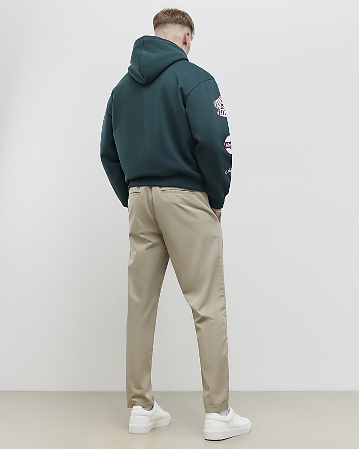 River Island Beige Straight Fit Elasticated Trousers