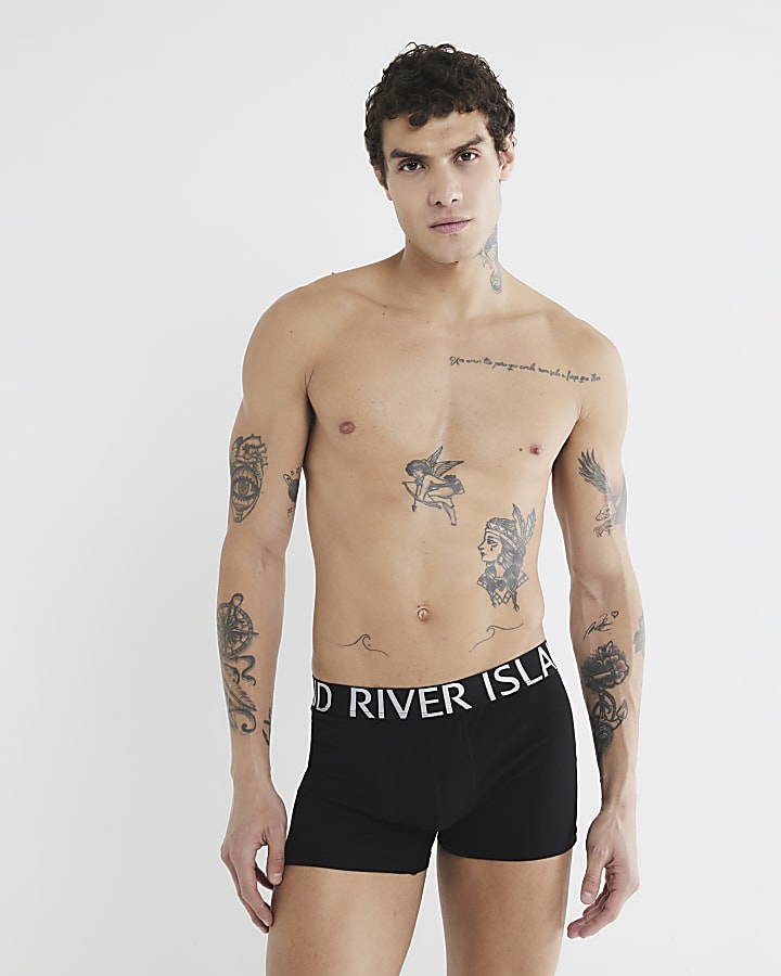 River Island Black 10 Pack Multi Metallic RI Logo Boxers