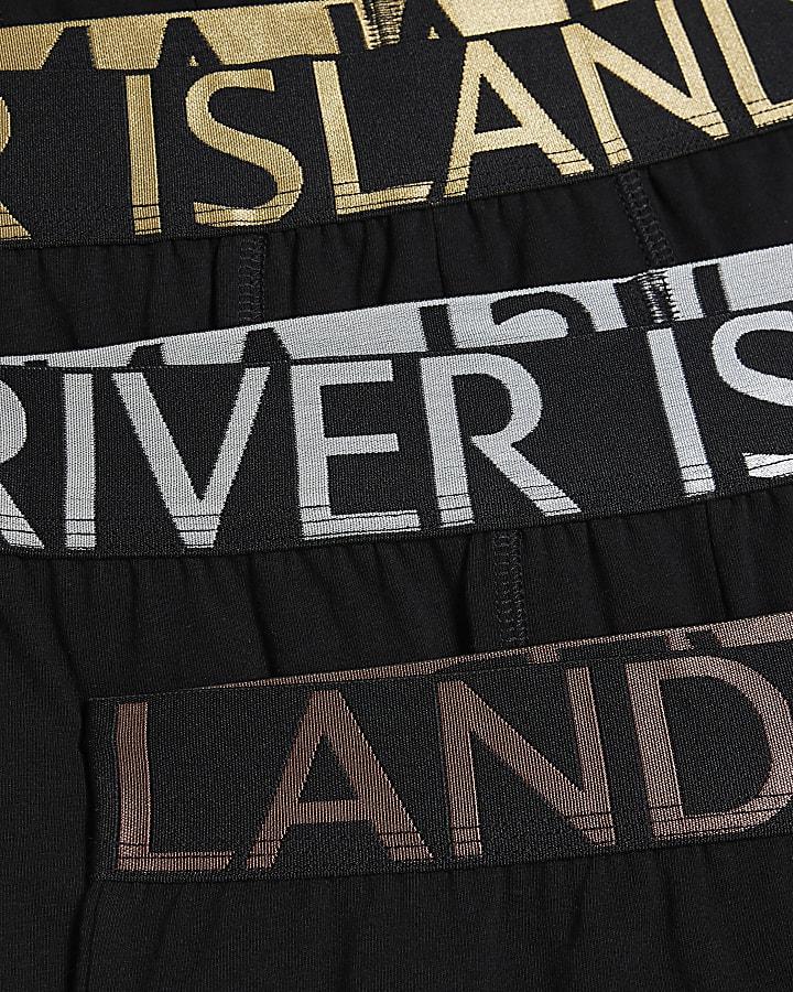 River Island Black 10 Pack Multi Metallic RI Logo Boxers