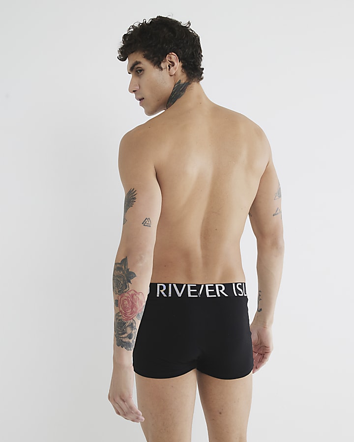 River Island Black 10 Pack Multi Metallic RI Logo Boxers