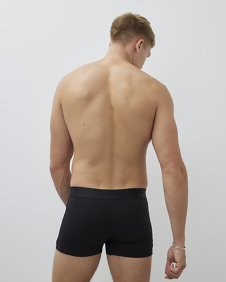 River Island Black 10 Pack RI Jacquard Waistband Trunks