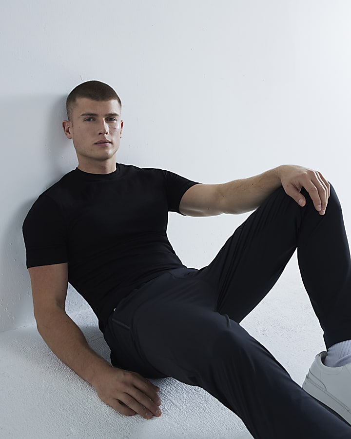 River Island Black 3 Pack Muscle Fit Short Sleeve T-Shirt