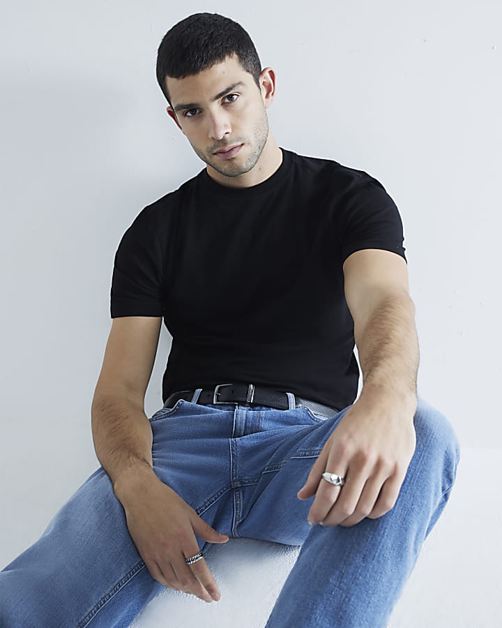 River Island Black 3 Pack Short Sleeve Slim Fit T-Shirt