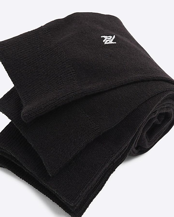 River Island Black 5 Pack Metallic Embroidered RI Socks