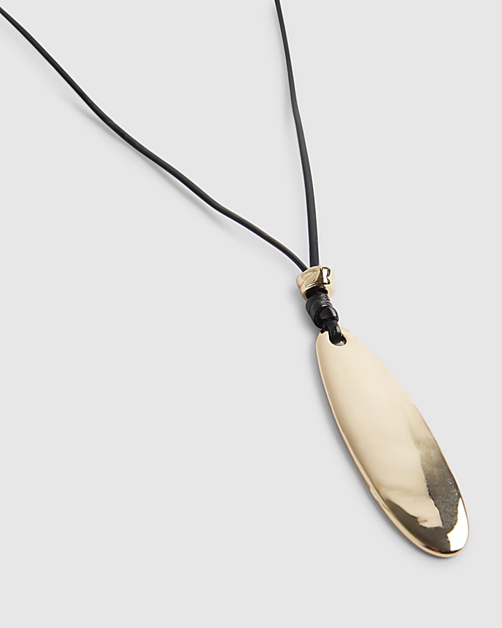 River Island Black Adjustable Corduroy Pendant Necklace