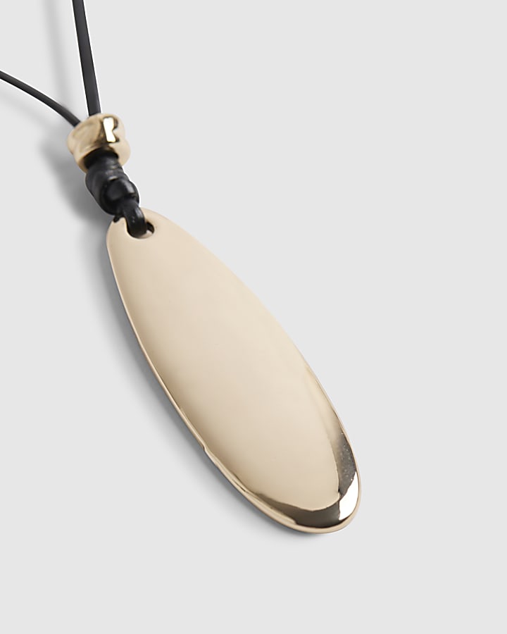 river island Black Adjustable Corduroy Pendant Necklace