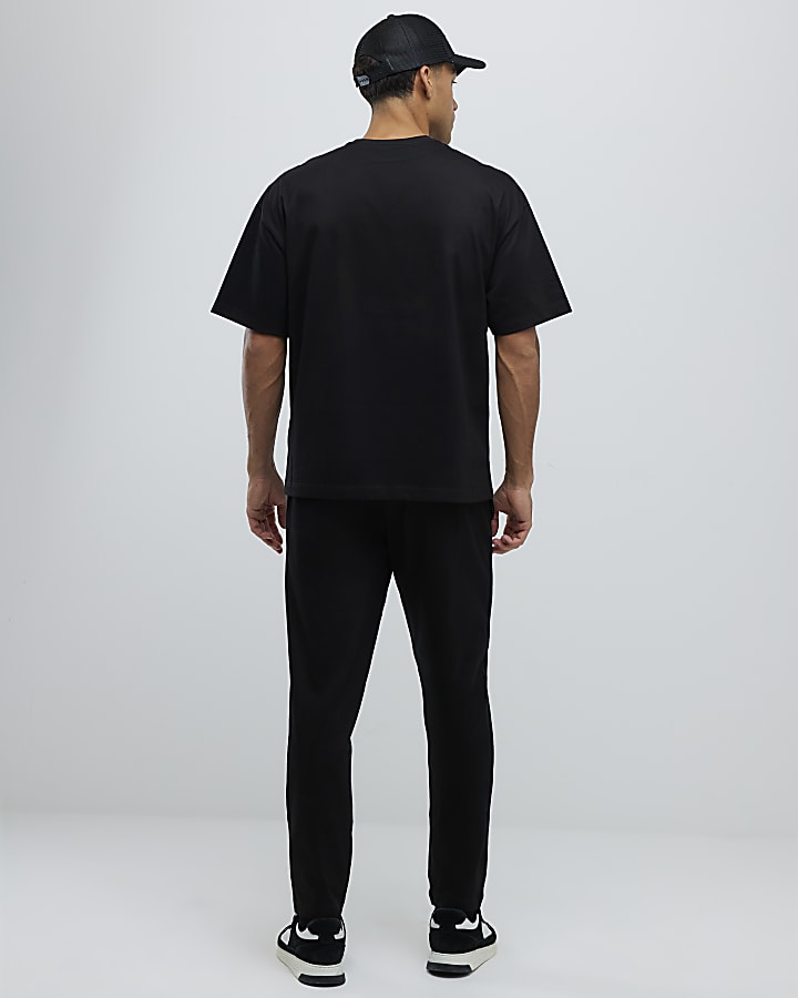 River Island Black Boxy Fit T-Shirt And Joggers Set