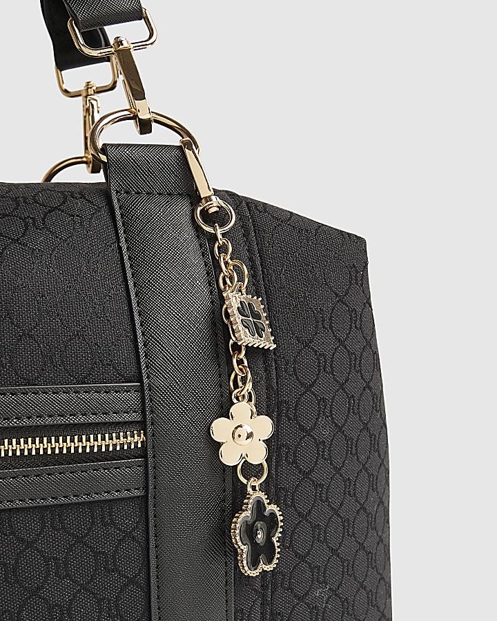 River Island Black Charm Jacquard Monogram Holdall Bag