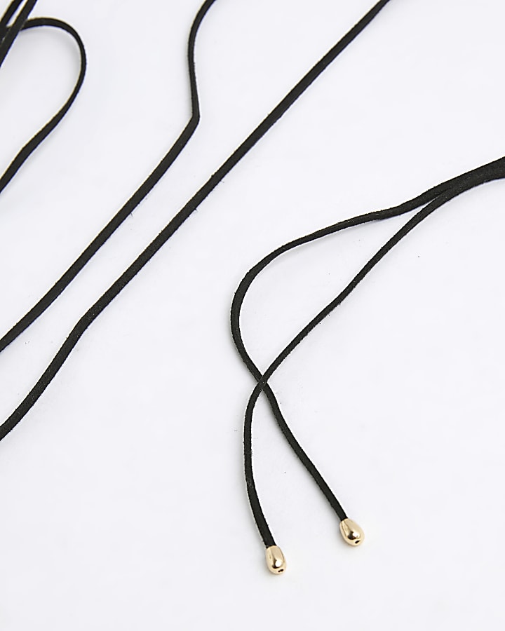 river island Black Cord Gold Pendant Choker necklace