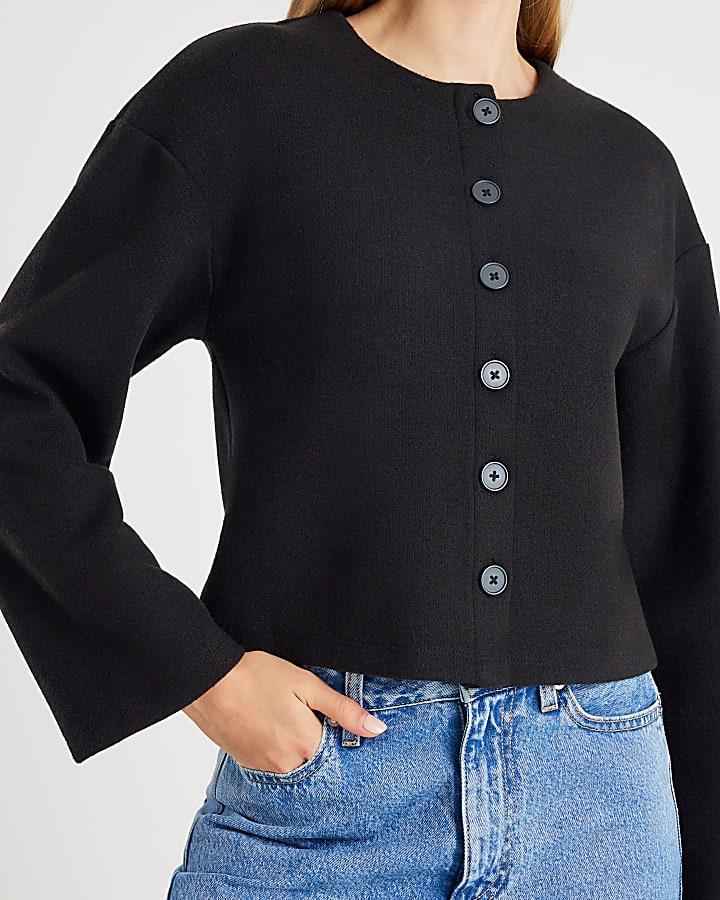 River Island Black Cosy Long Sleeve Button Up Cardigan