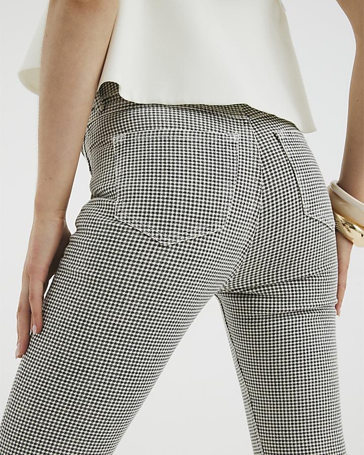 river island Black Denim Gingham Skinny Capri Trousers