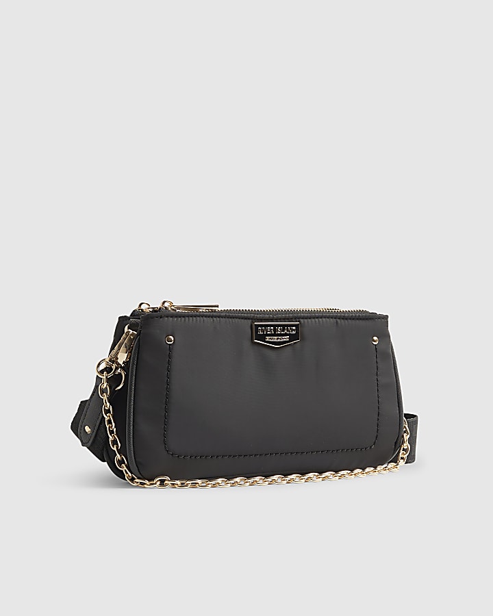 River Island Black Double Compartment Cross Body Bag