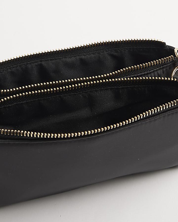 river island Black Double Compartment Cross Body Bag