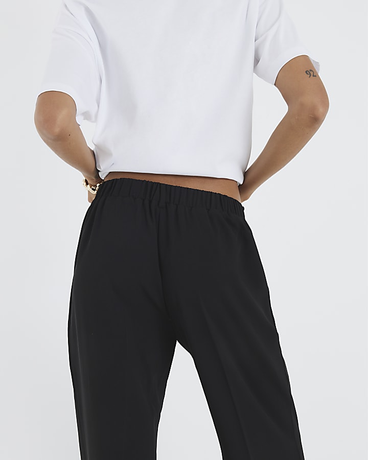 River Island Black Elasticated Wide Leg Smart Joggers