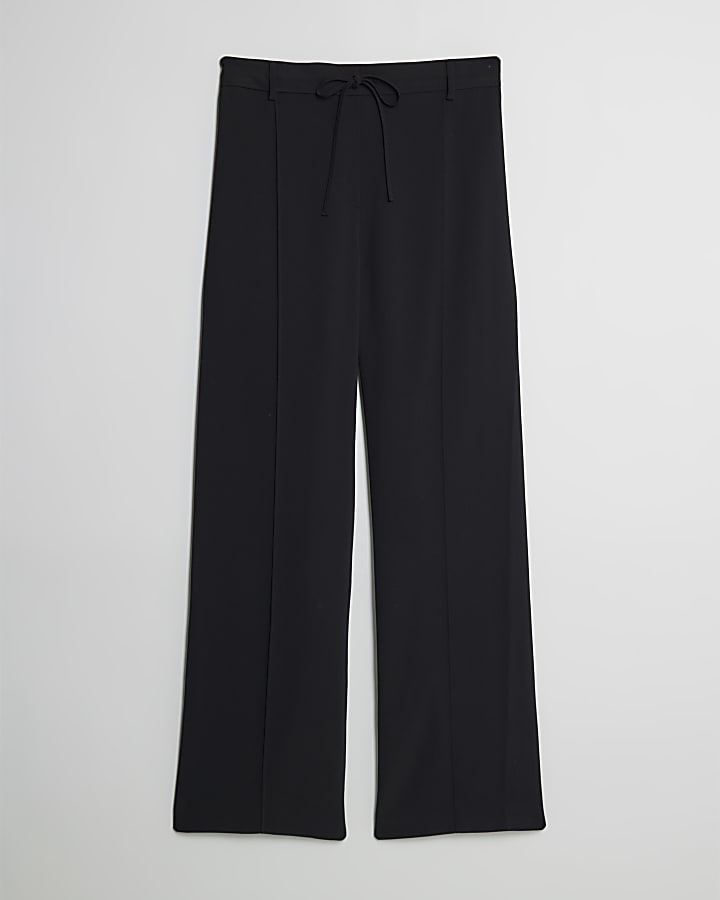 river island Black Elasticated Wide Leg Smart Joggers