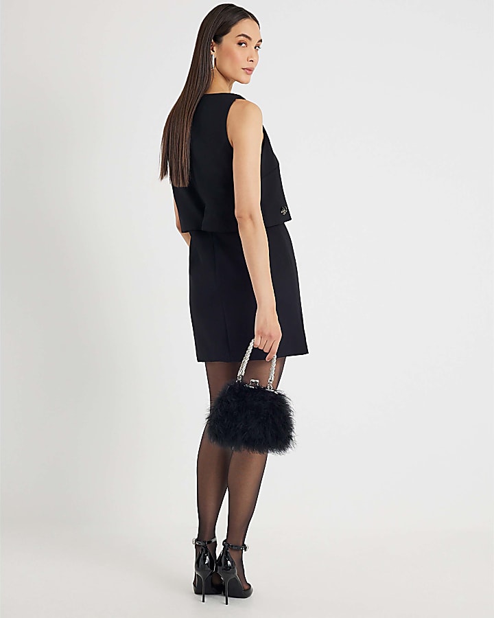 River Island Black Embellished Layered Mini Shift Dress