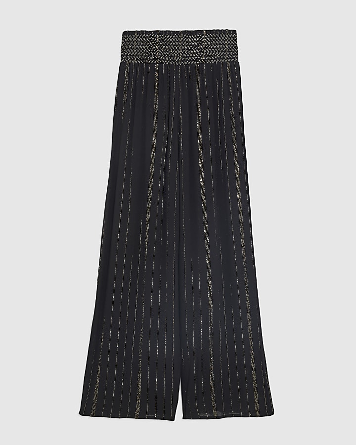 river island Black Embellished Stripe Beach Trousers