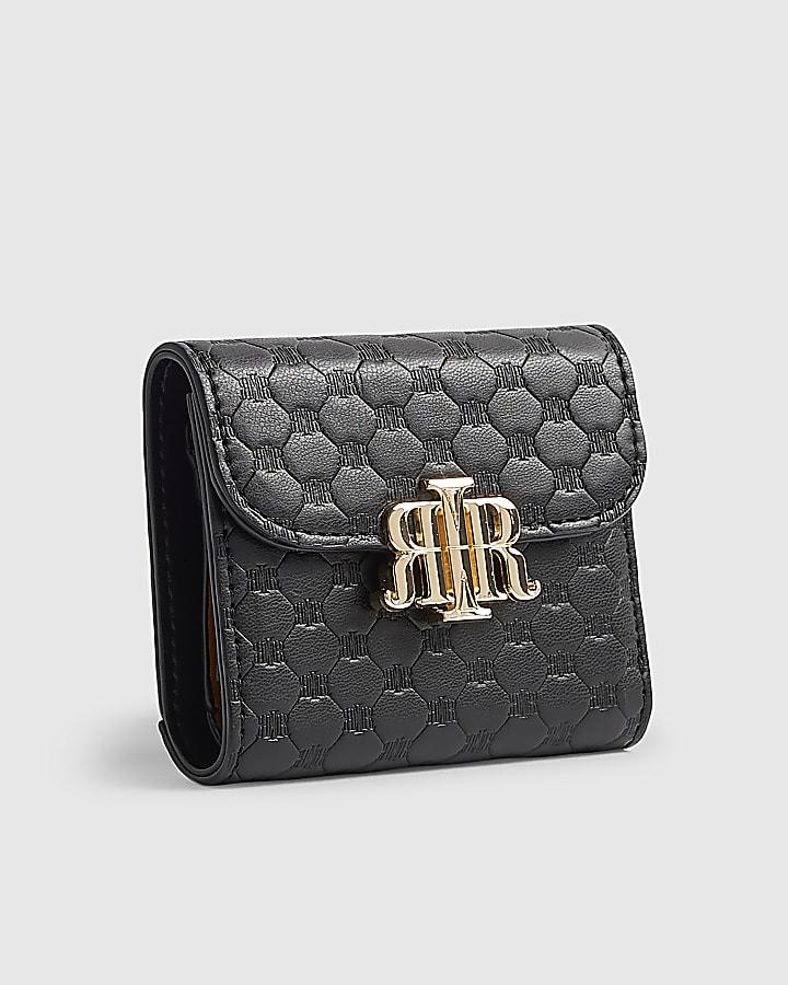 River Island Black Embossed Flap Front Foldout Purse