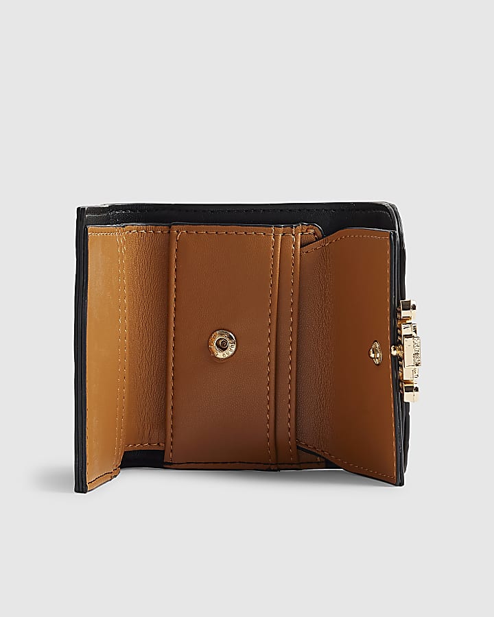 River Island Black Embossed Flap Front Foldout Purse