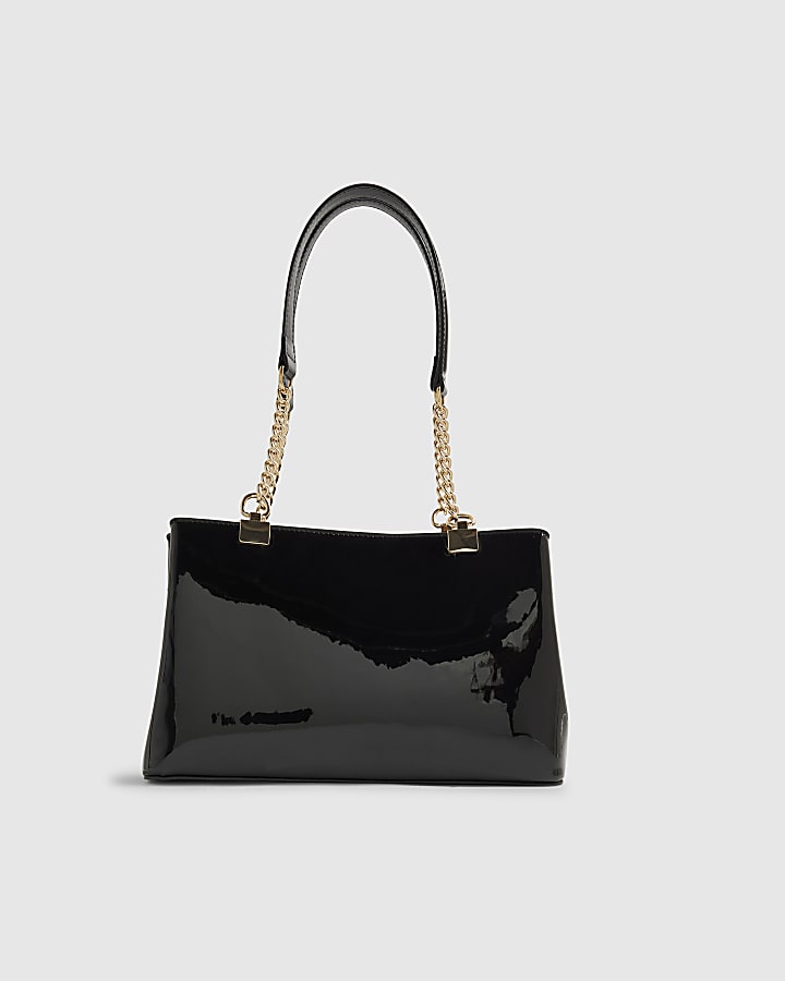 River Island Black Embossed Monogram Chain Shoulder Bag