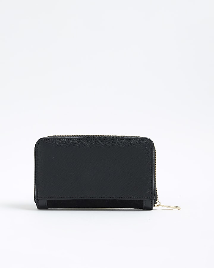 River Island Black Embossed Monogram Envelope Purse