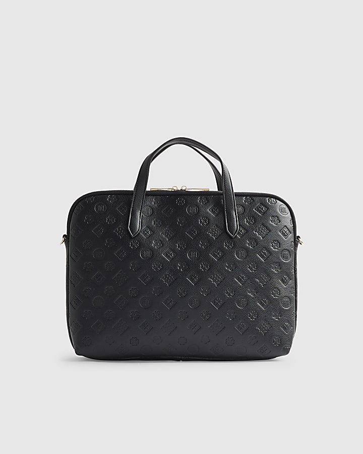 River Island Black Embossed Monogram Print Laptop Case