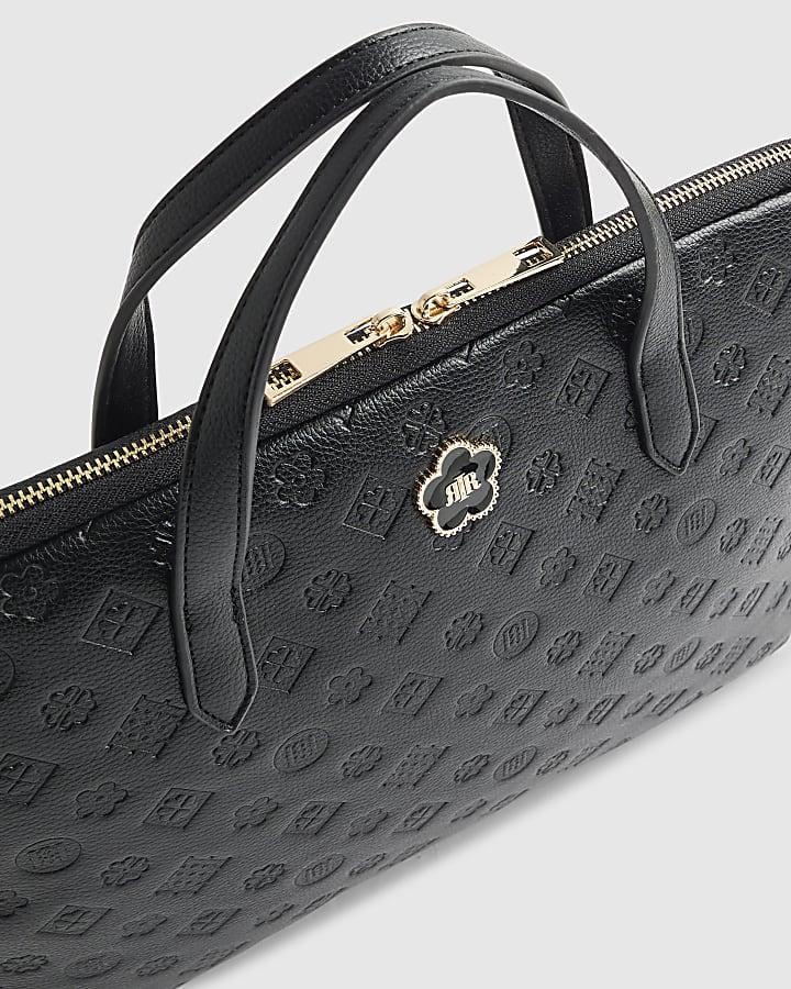 River Island Black Embossed Monogram Print Laptop Case