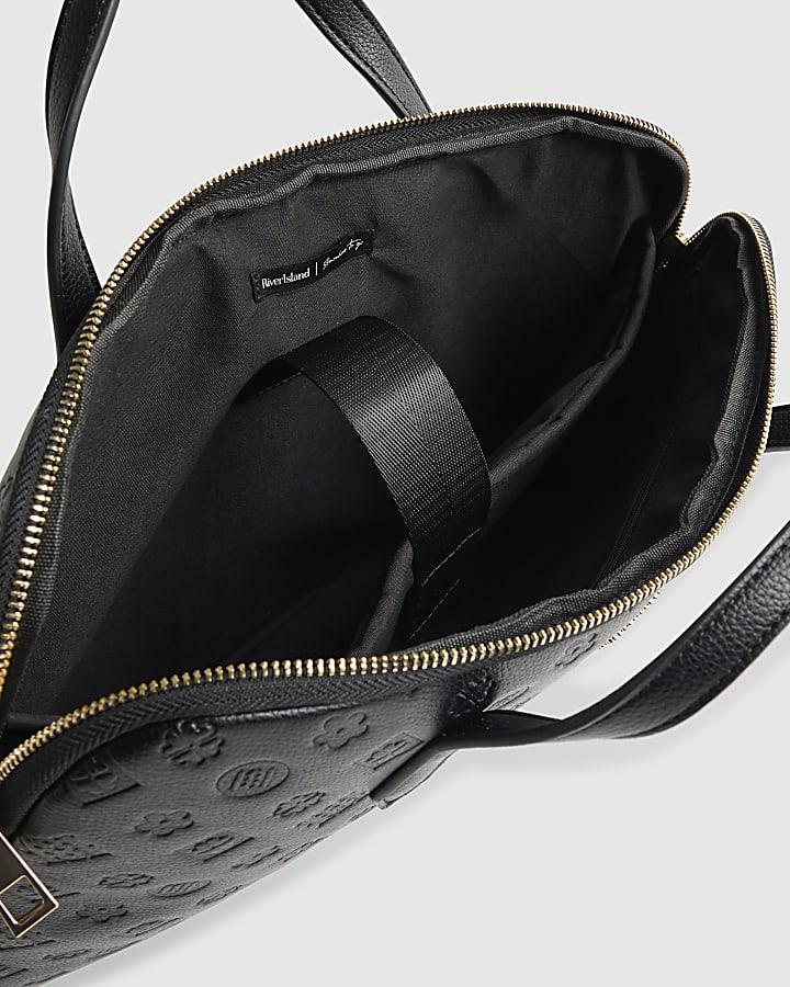 river island Black Embossed Monogram Print Laptop Case