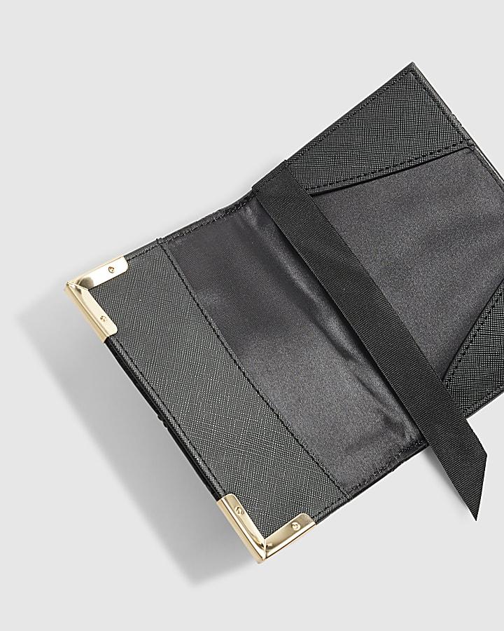 River Island Black Embossed Monogram Print Passport Cover