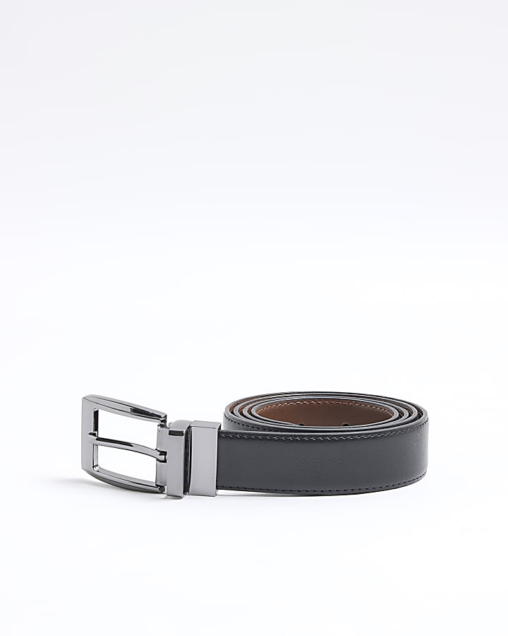 River Island Black Faux Leather Reversible Tan Belt
