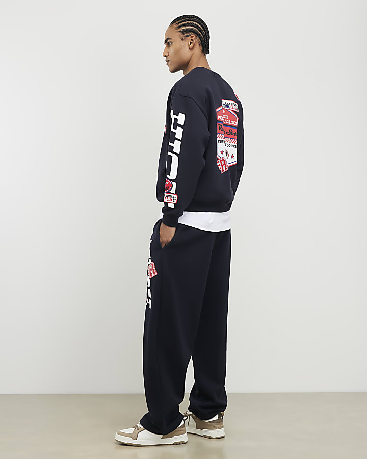 River Island Black High Performance Badges Sweatshirt