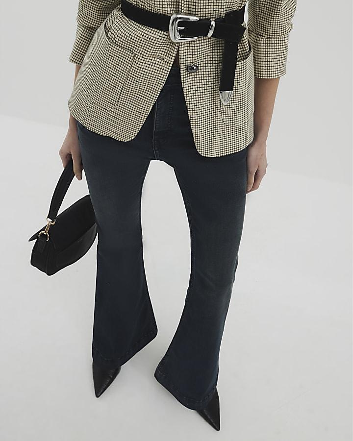 River Island Black High Rise Tummy Hold Flared Jeans