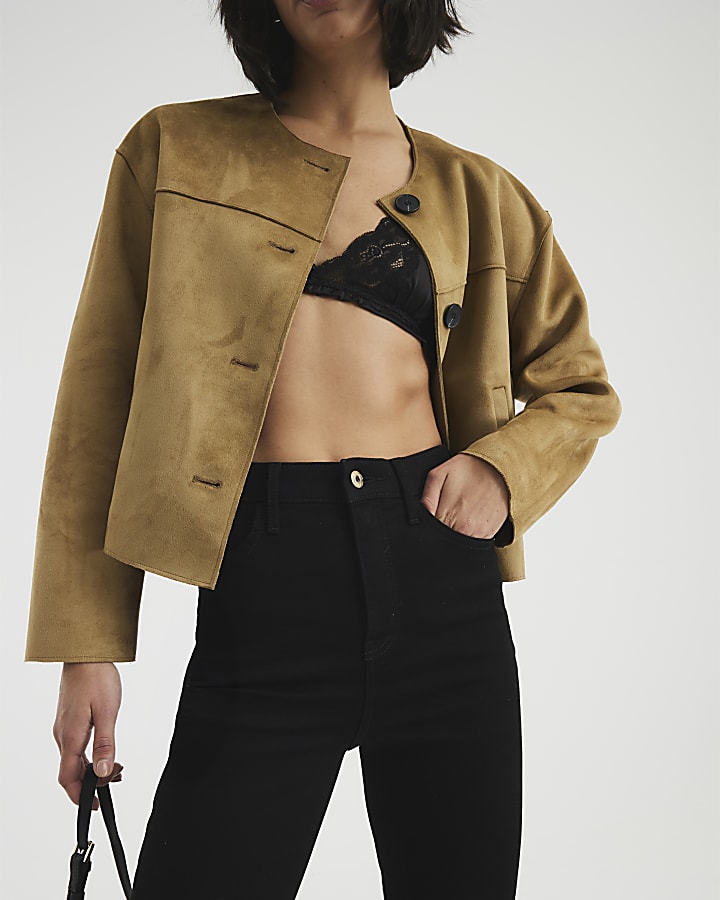River Island Black High Rise Tummy Hold Flared Jeans