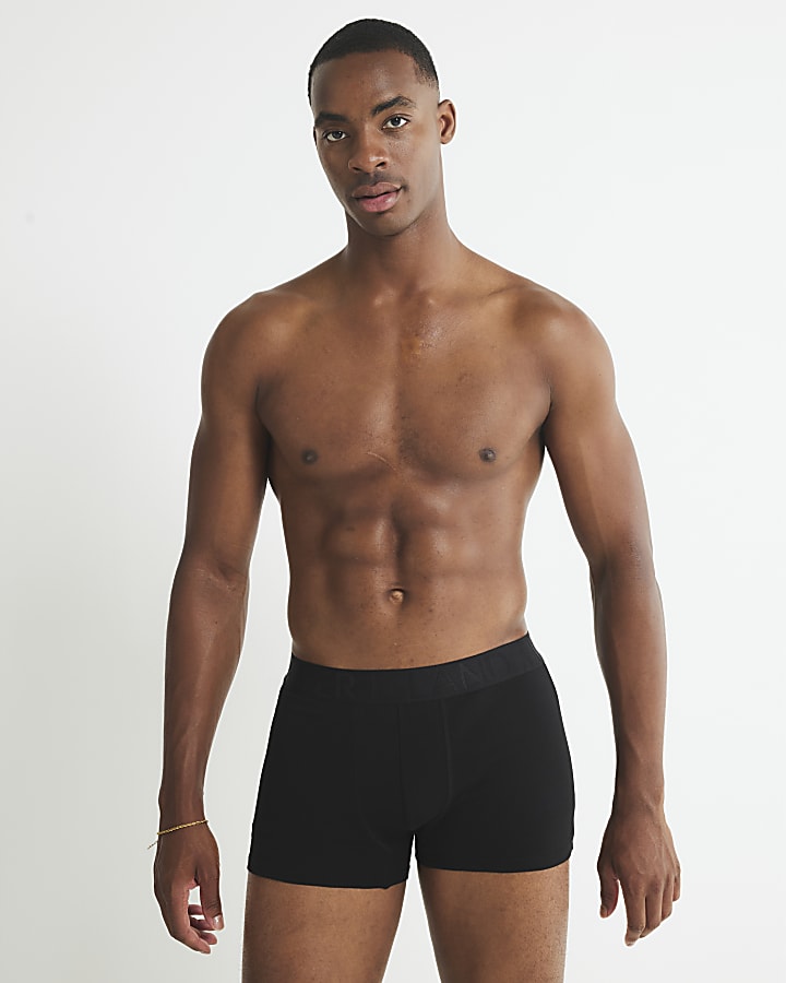 River Island Black Jacquard Waistband Pack Of 5 Trunks