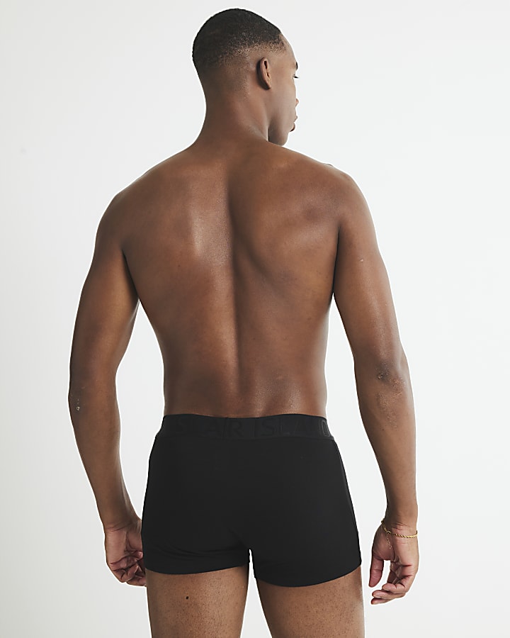 River Island Black Jacquard Waistband Pack Of 5 Trunks
