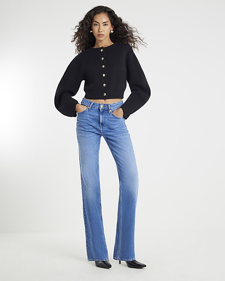 River Island Black Knitted Structured Sleeve Cardigan