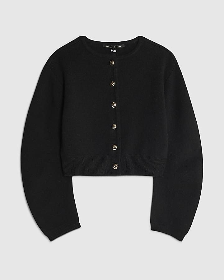 river island Black Knitted Structured Sleeve Cardigan