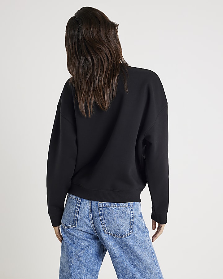 River Island Black Long Sleeve Embellished Sweatshirt