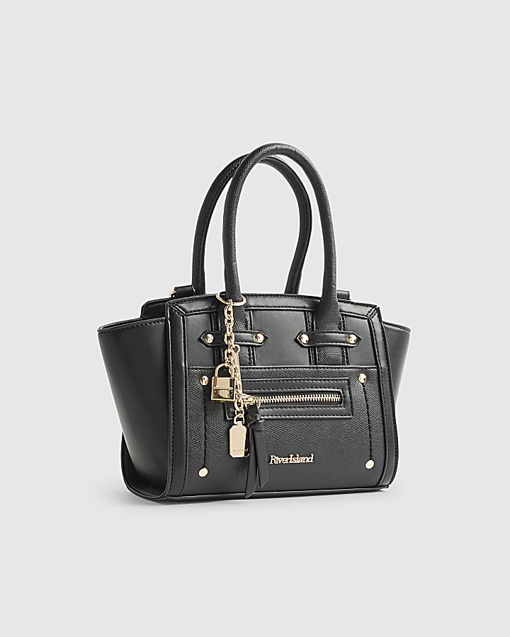 River Island Black Mini Winged Panelled Zip Tote Bag