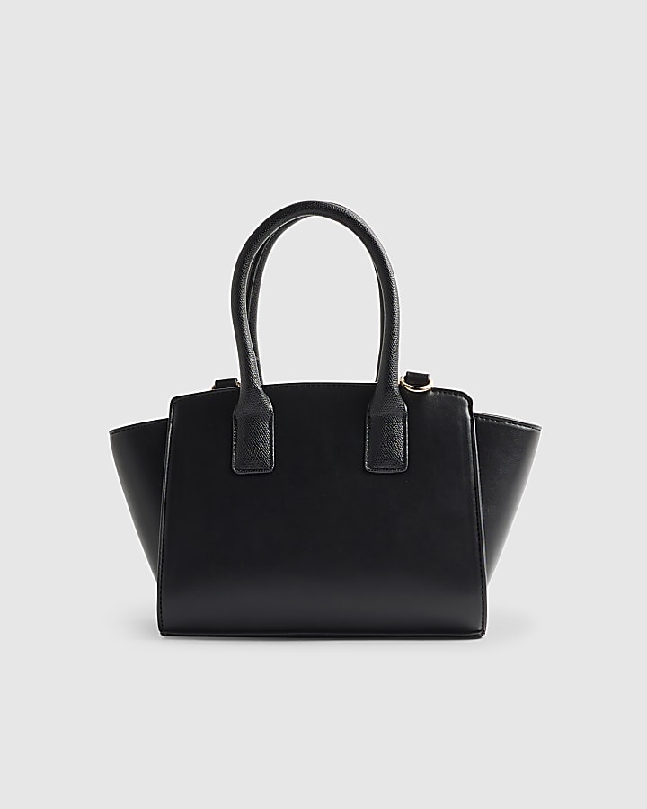 River Island Black Mini Winged Panelled Zip Tote Bag