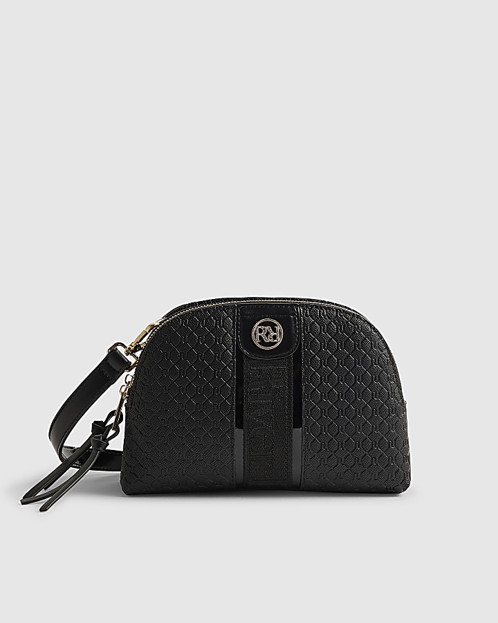River Island Black Monogram Curved Top Crossbody Bag