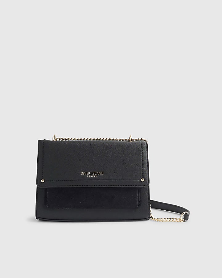 River Island Black Monogram Pocket Front Shoulder Bag