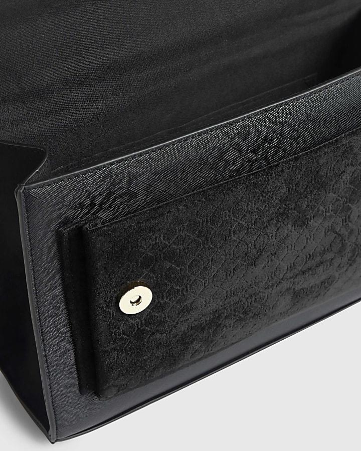 river island Black Monogram Pocket Front Shoulder Bag