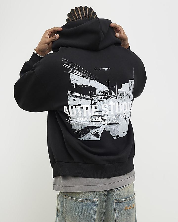 River Island Black Oversized Fit Autre Studios Hoodie